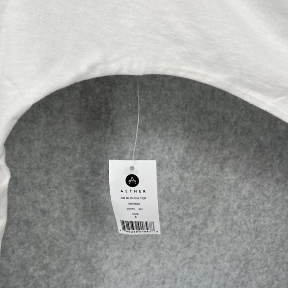 Aether Womens 3Q Slouch Top Shirt Size Medium White Semi Sheer Dolman Sleeve NEW - Picture 6 of 15
